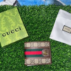 & Other Stories Brown and Green Money Clip with Red Stripe